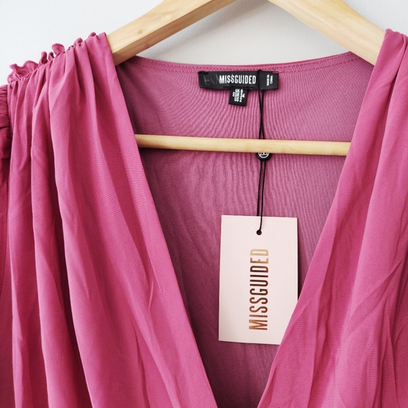 Missguided FRILL WRAP BODYCON MINI DRESS - NWT - Picture 6 of 12